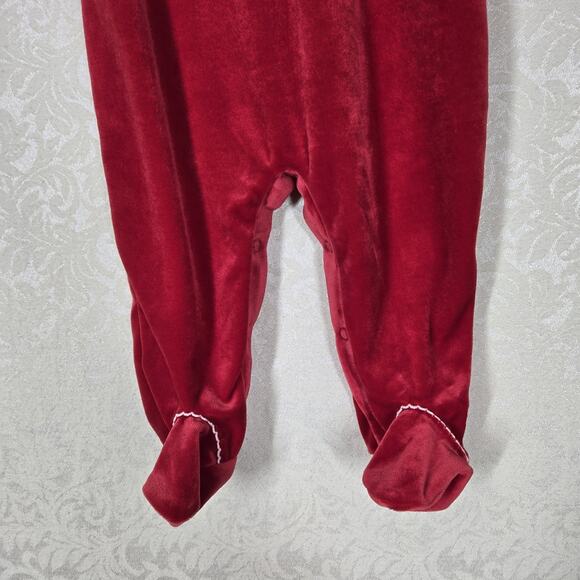 VTG Simply Basic Velvet 1 pc Romper 3-6 Mo Red w/Headband Babys First Christmas - Picture 4 of 14